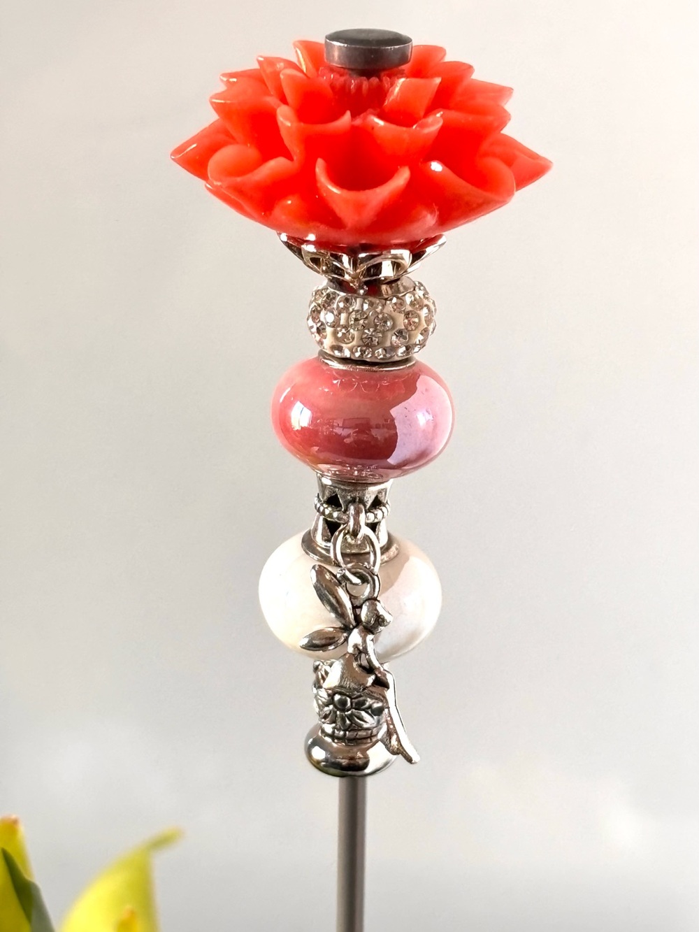Handmade by MJ Garden Plant Stake – One-of-a-Kind Upcycled Creation